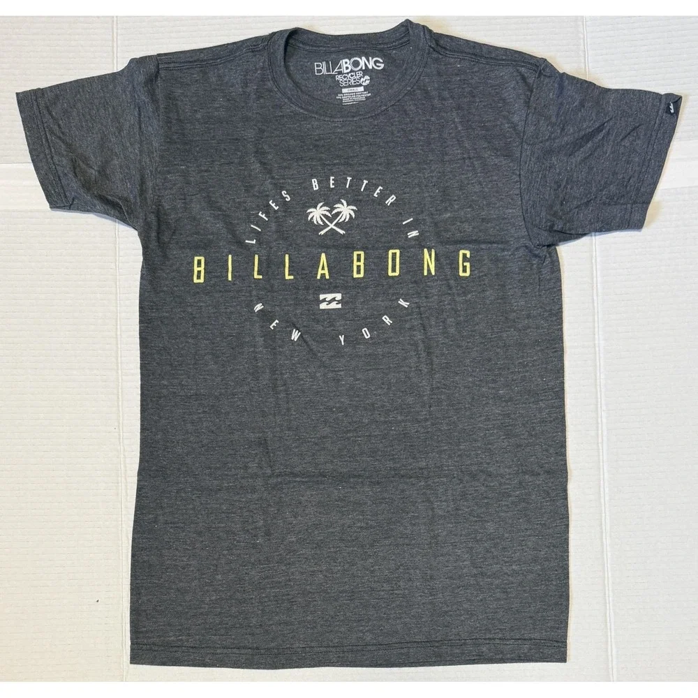 BILLABONG - Men's Gray Lifes Better in New York Tee T-Shirt - Size Small‎